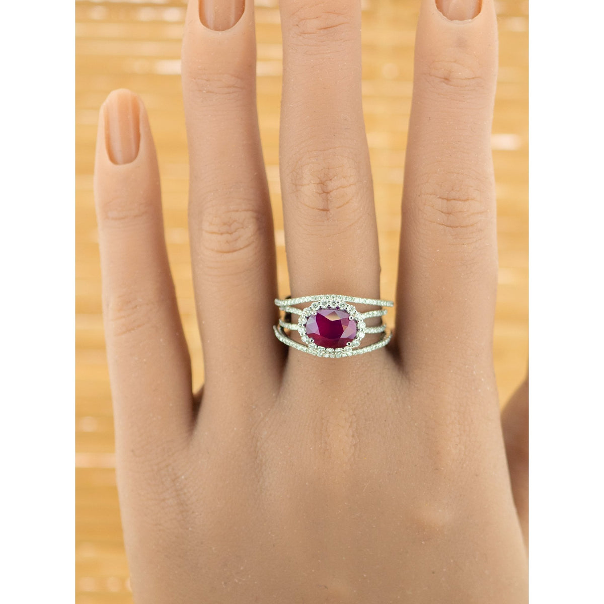 2.77ct Oval Ruby and 0.62ct Diamond Platinum Ring 9.5g