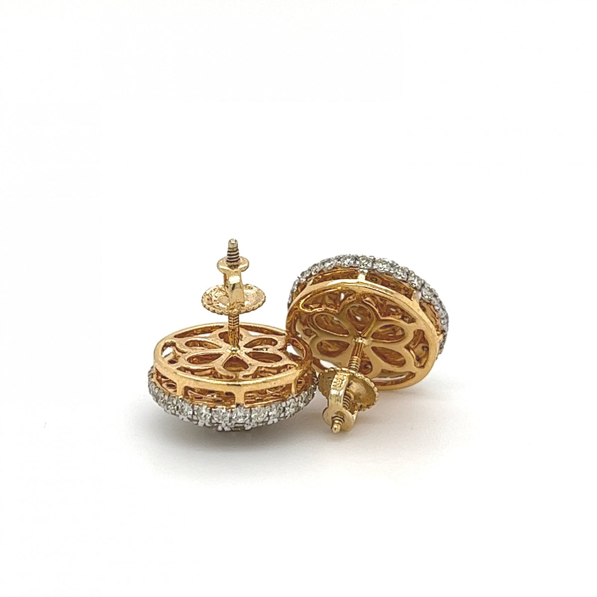 14ct Two tone Gold 2.4ct Diamond Cluster Stud Earrings