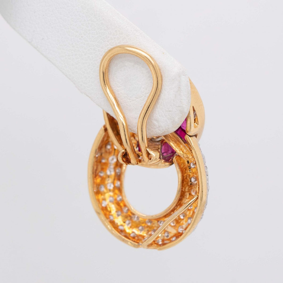 18ct Yellow Gold 1.95ct Ruby & 1.45 Diamond Earclips