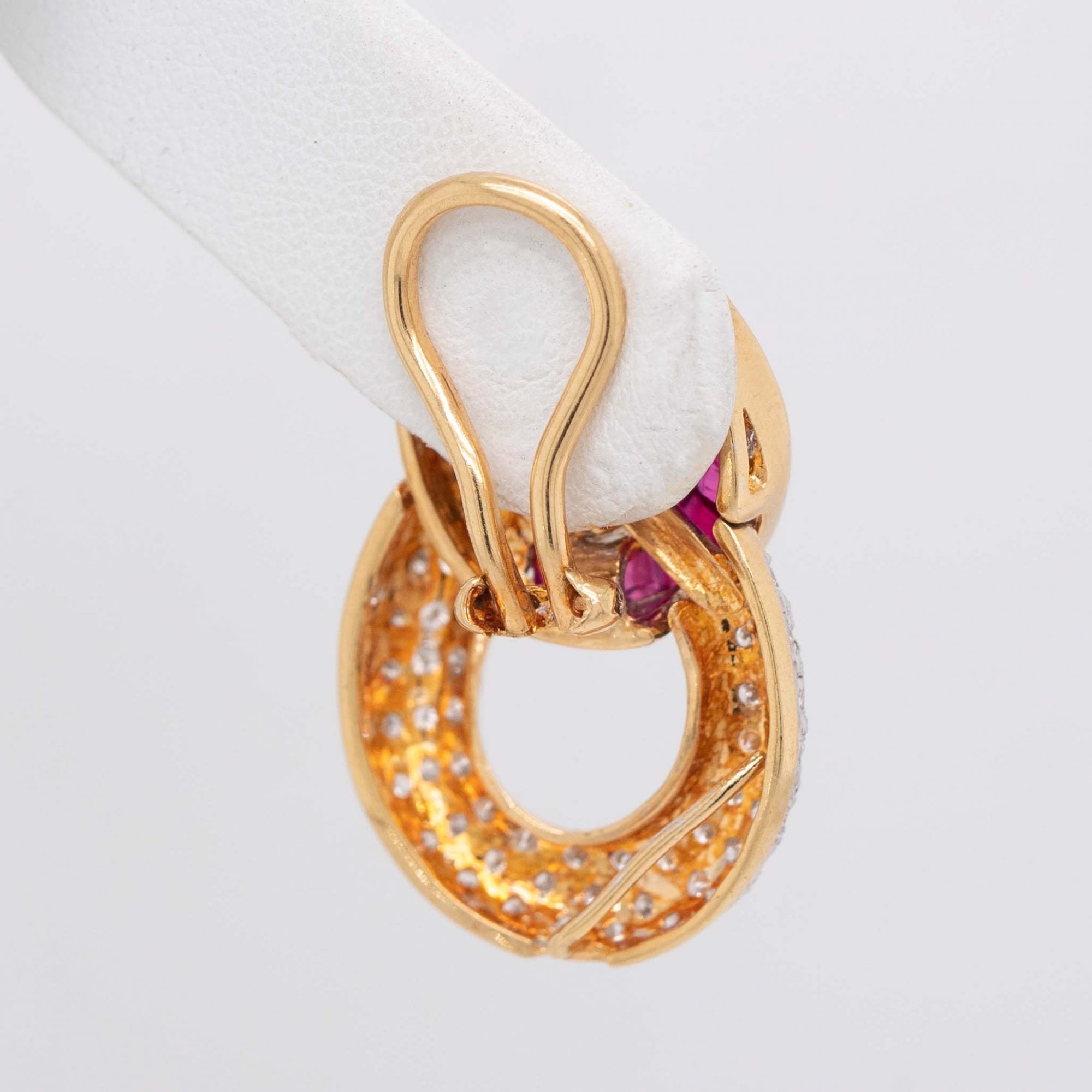 18ct Yellow Gold 1.95ct Ruby & 1.45 Diamond Earclips