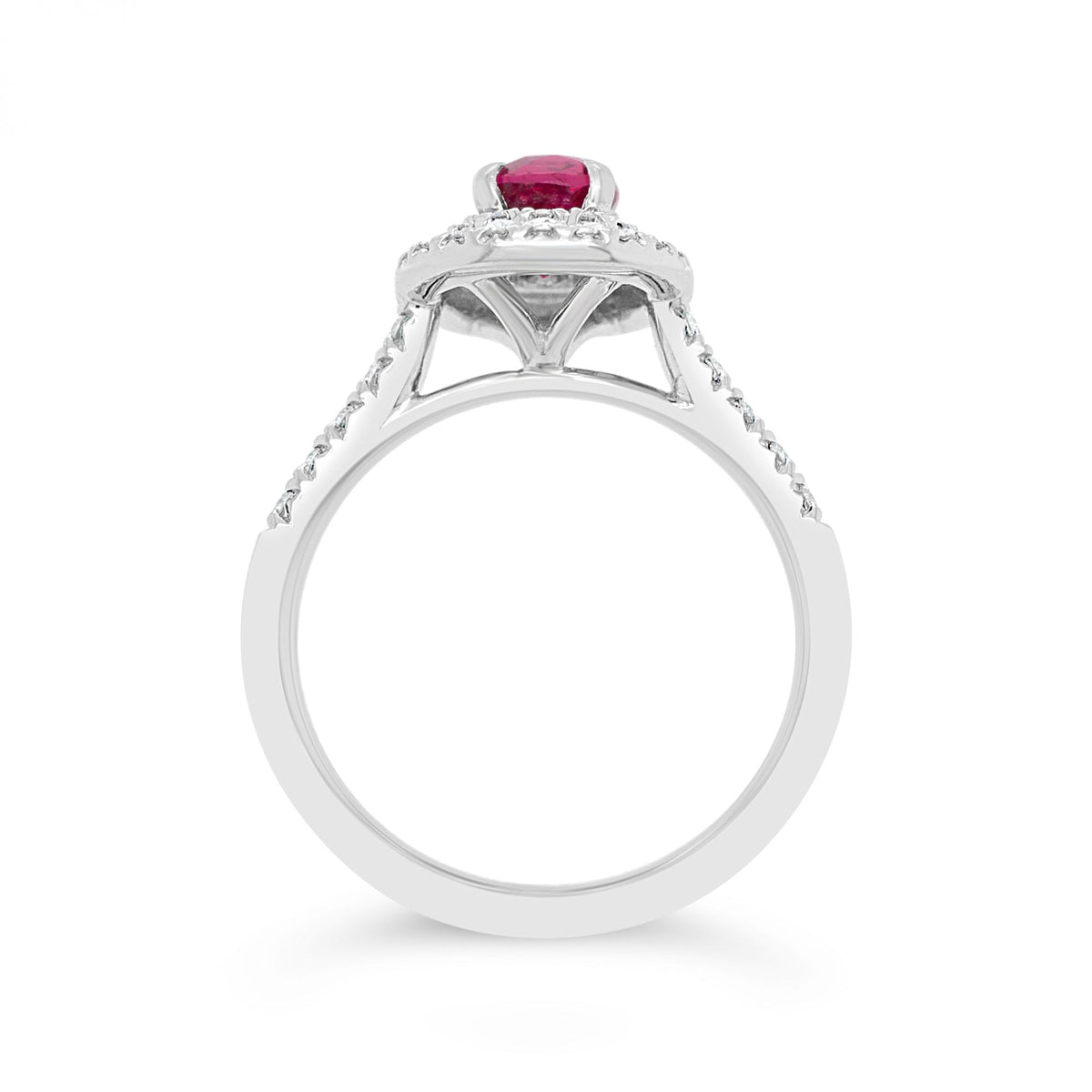 1.11ct Oval Unheated Ruby and 0.36ct Diamond 18ct White Gold Ring