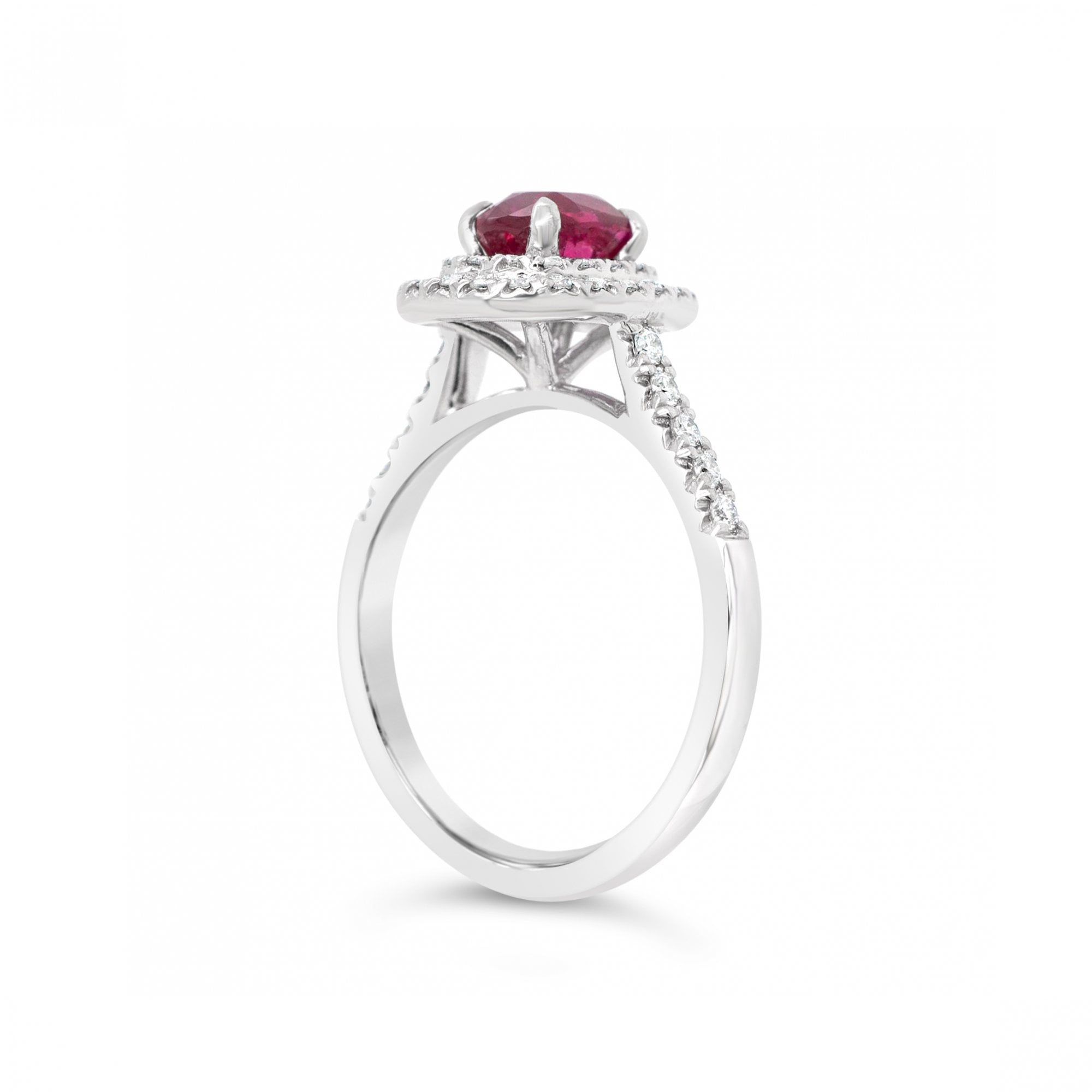 1.11ct Oval Unheated Ruby and 0.36ct Diamond 18ct White Gold Ring