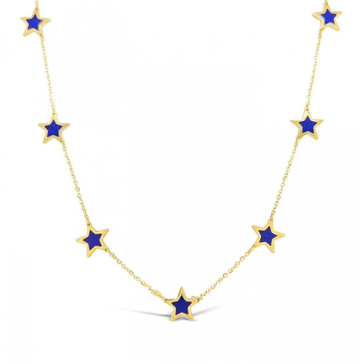 14ct Yellow Gold Lapis Lazuli Star Necklace 3.1g