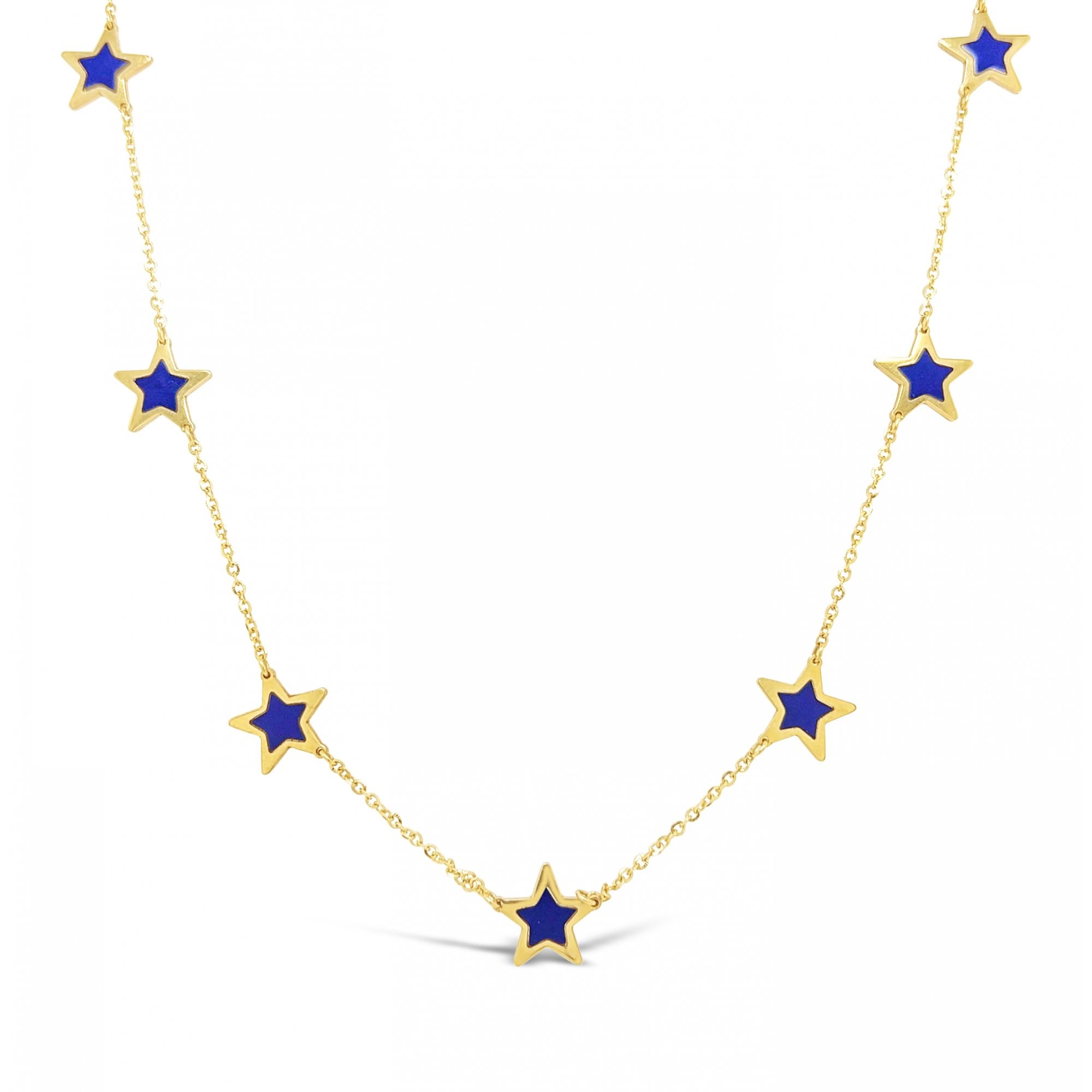 14ct Yellow Gold Lapis Lazuli Star Necklace 3.1g