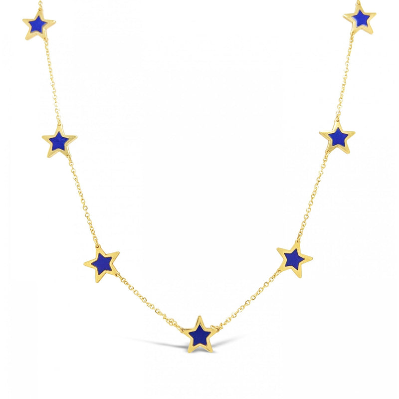 14ct Yellow Gold Lapis Lazuli Star Necklace 3.1g