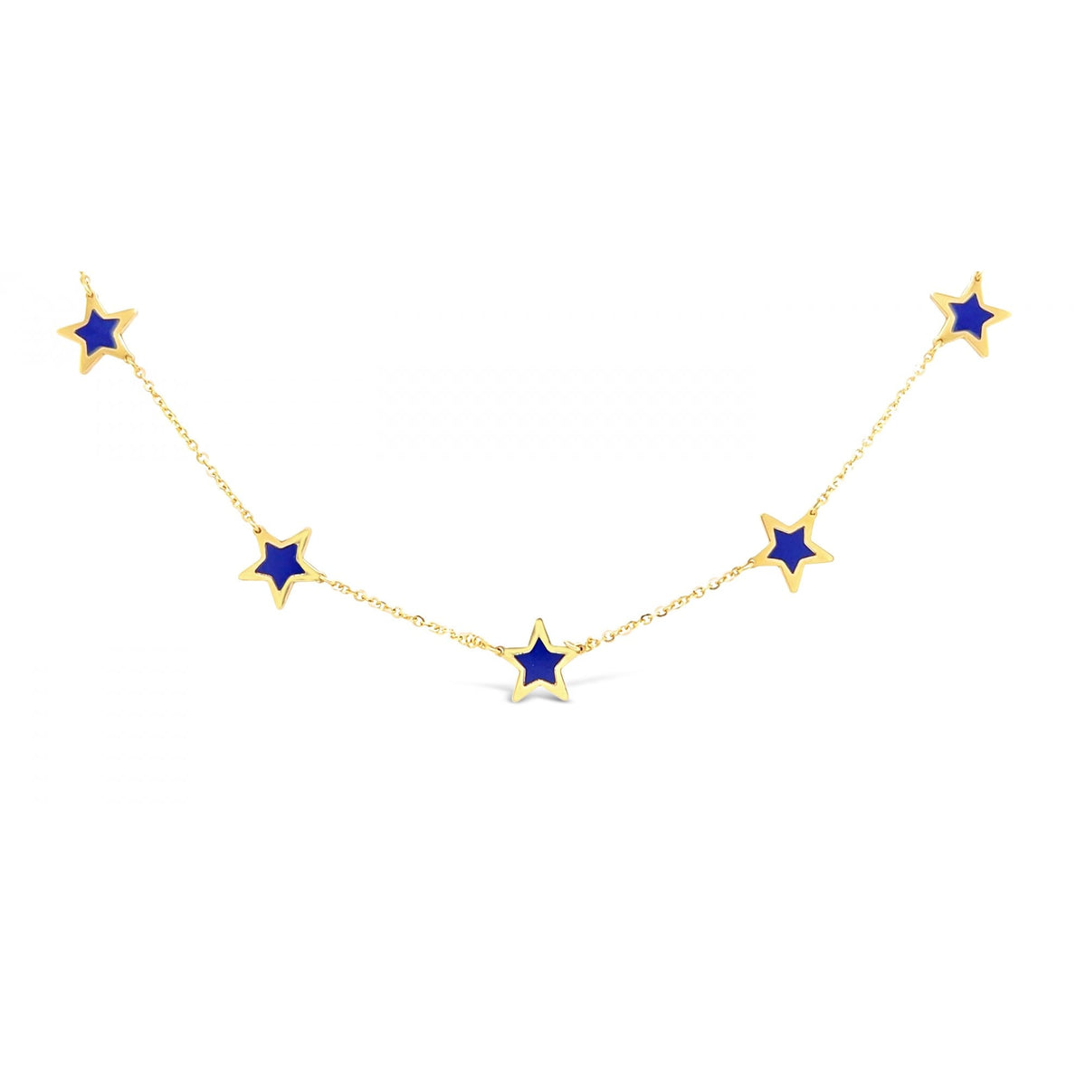 14ct Yellow Gold Lapis Lazuli Star Necklace 3.1g