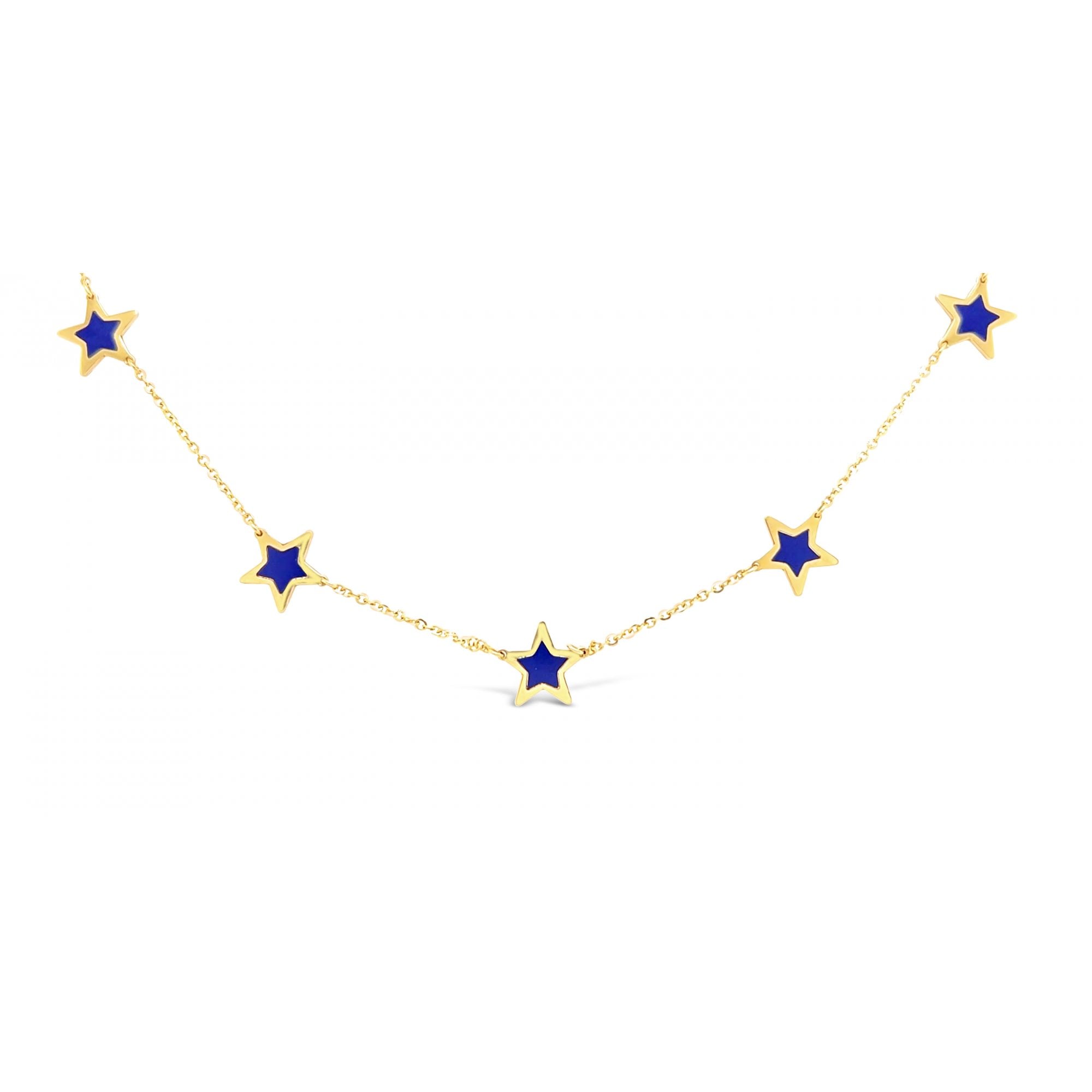 14ct Yellow Gold Lapis Lazuli Star Necklace 3.1g