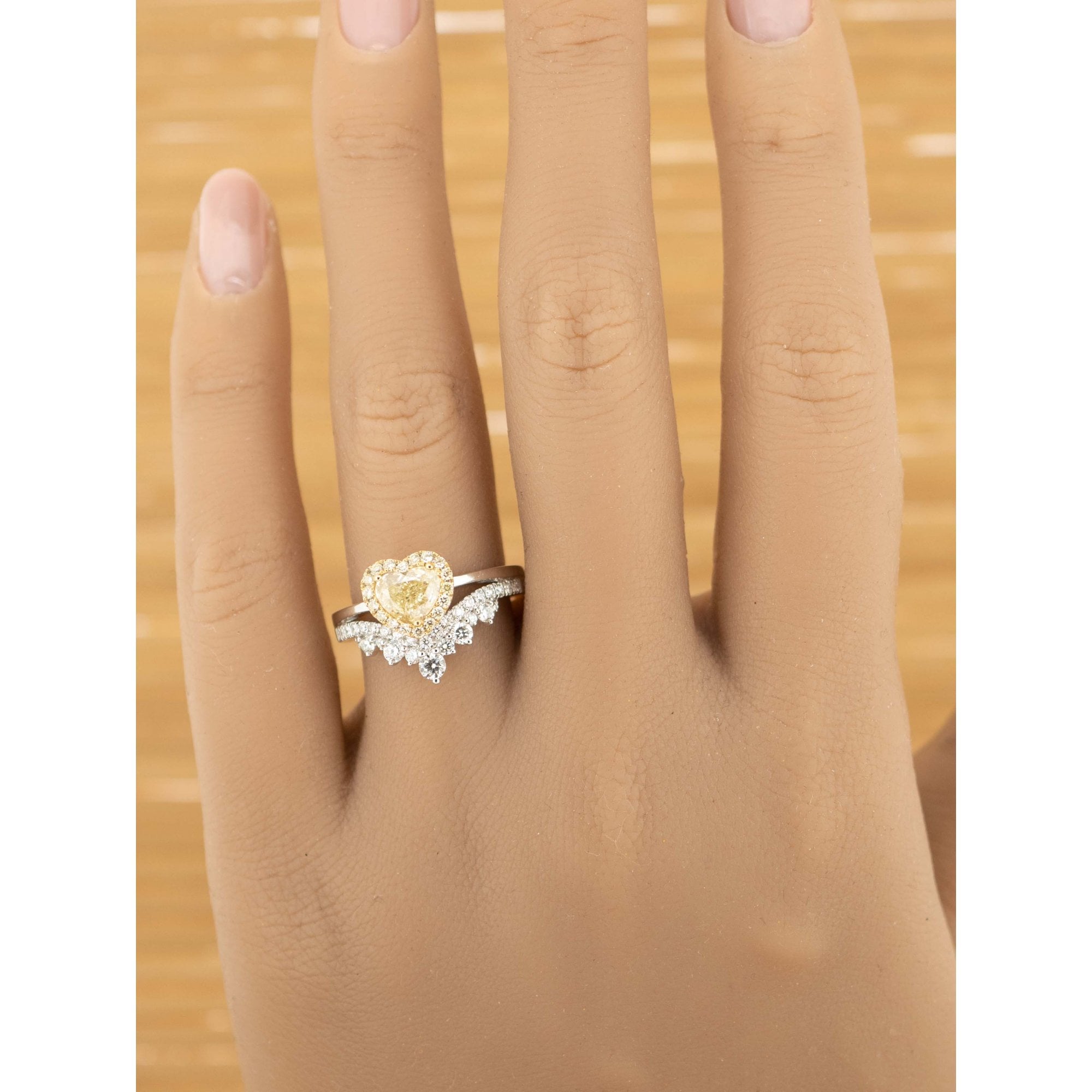 1.54ct Yellow Heart Diamond 18ct Yellow & White Gold Tiara Ring