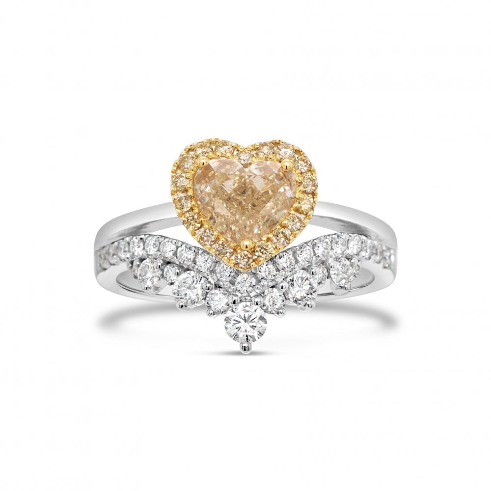 1.54ct Yellow Heart Diamond 18ct Yellow & White Gold Tiara Ring