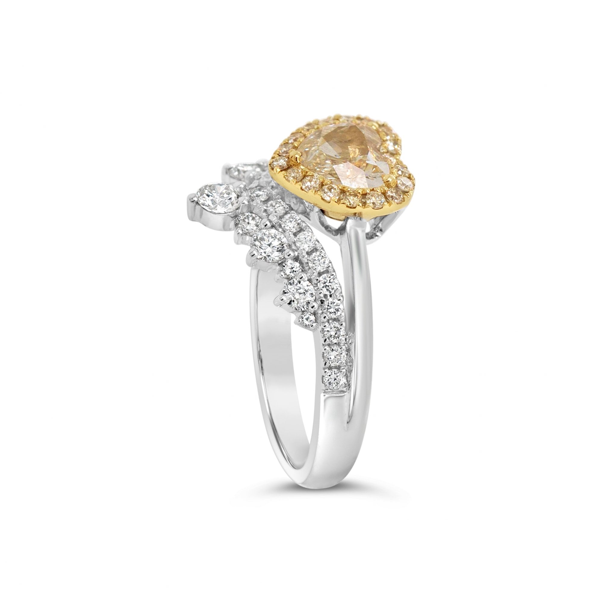 1.54ct Yellow Heart Diamond 18ct Yellow & White Gold Tiara Ring