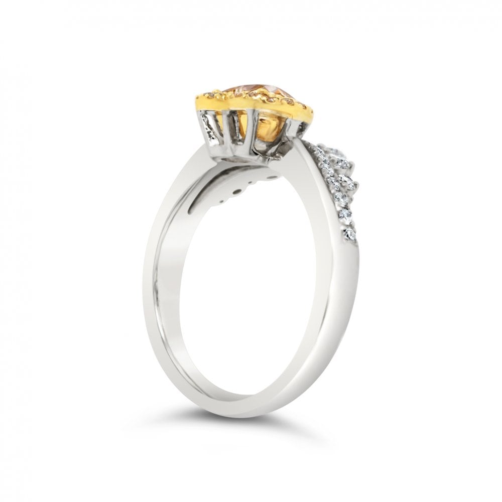 1.54ct Yellow Heart Diamond 18ct Yellow & White Gold Tiara Ring