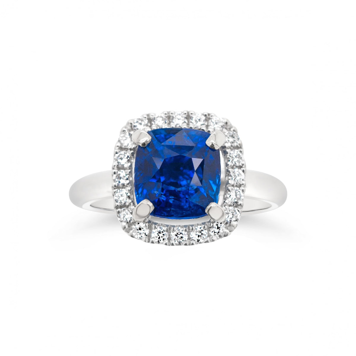 3.01ct Certified Cornflower Blue Sapphire & 0.24ct Diamond 18ct White Gold Ring