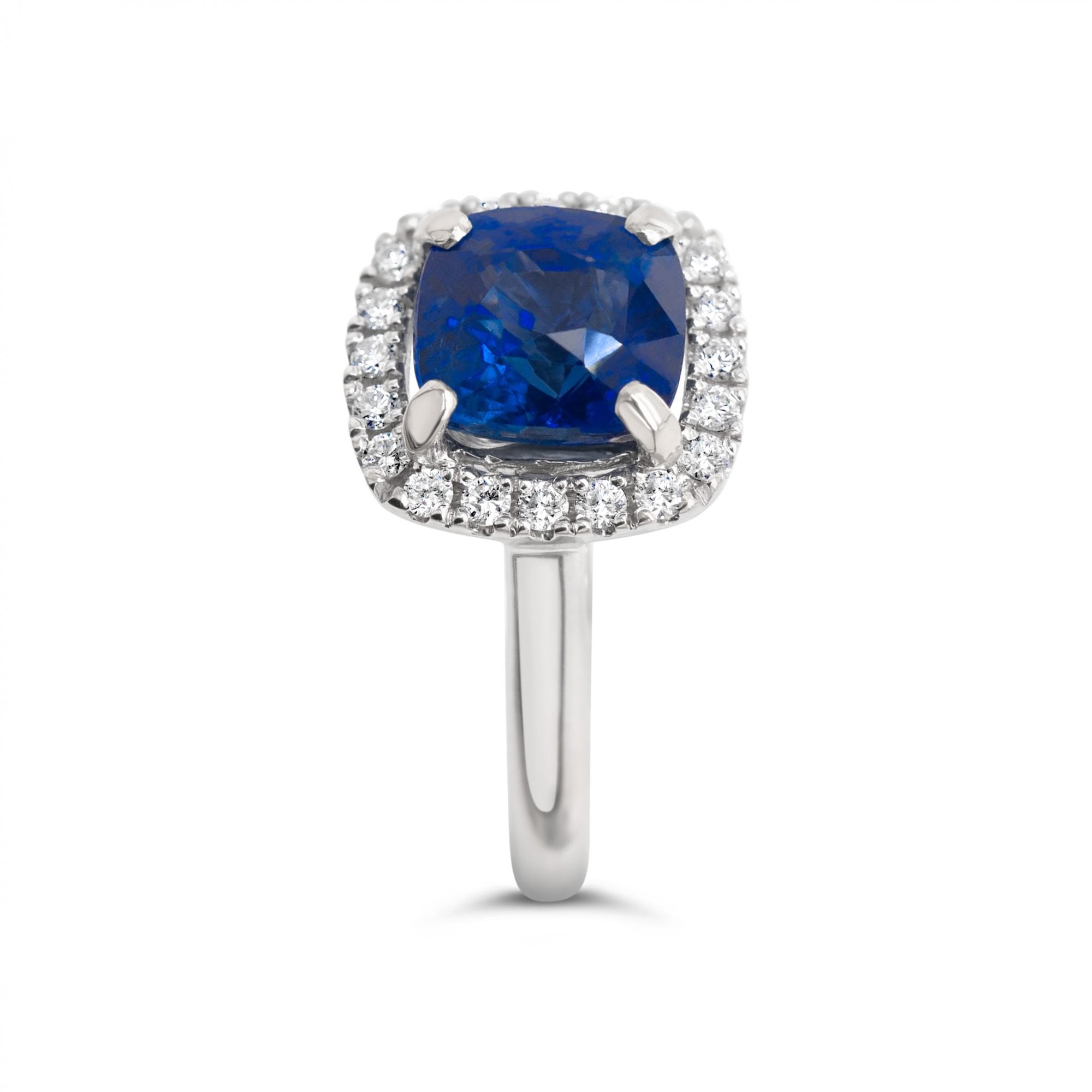 3.01ct Certified Cornflower Blue Sapphire & 0.24ct Diamond 18ct White Gold Ring