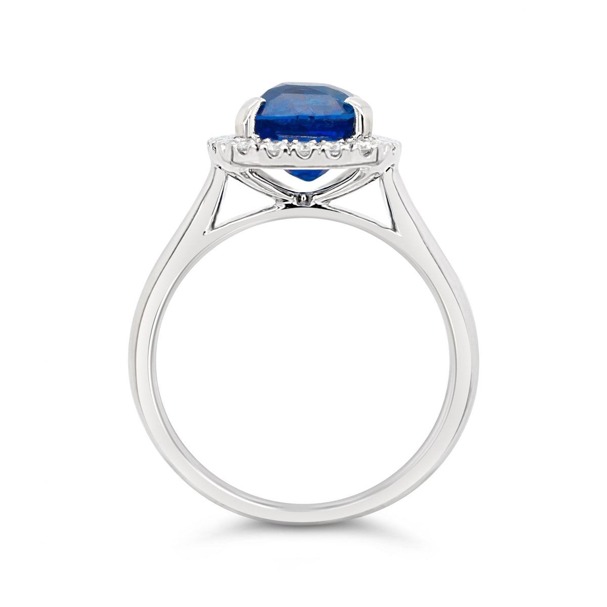 3.01ct Certified Cornflower Blue Sapphire & 0.24ct Diamond 18ct White Gold Ring