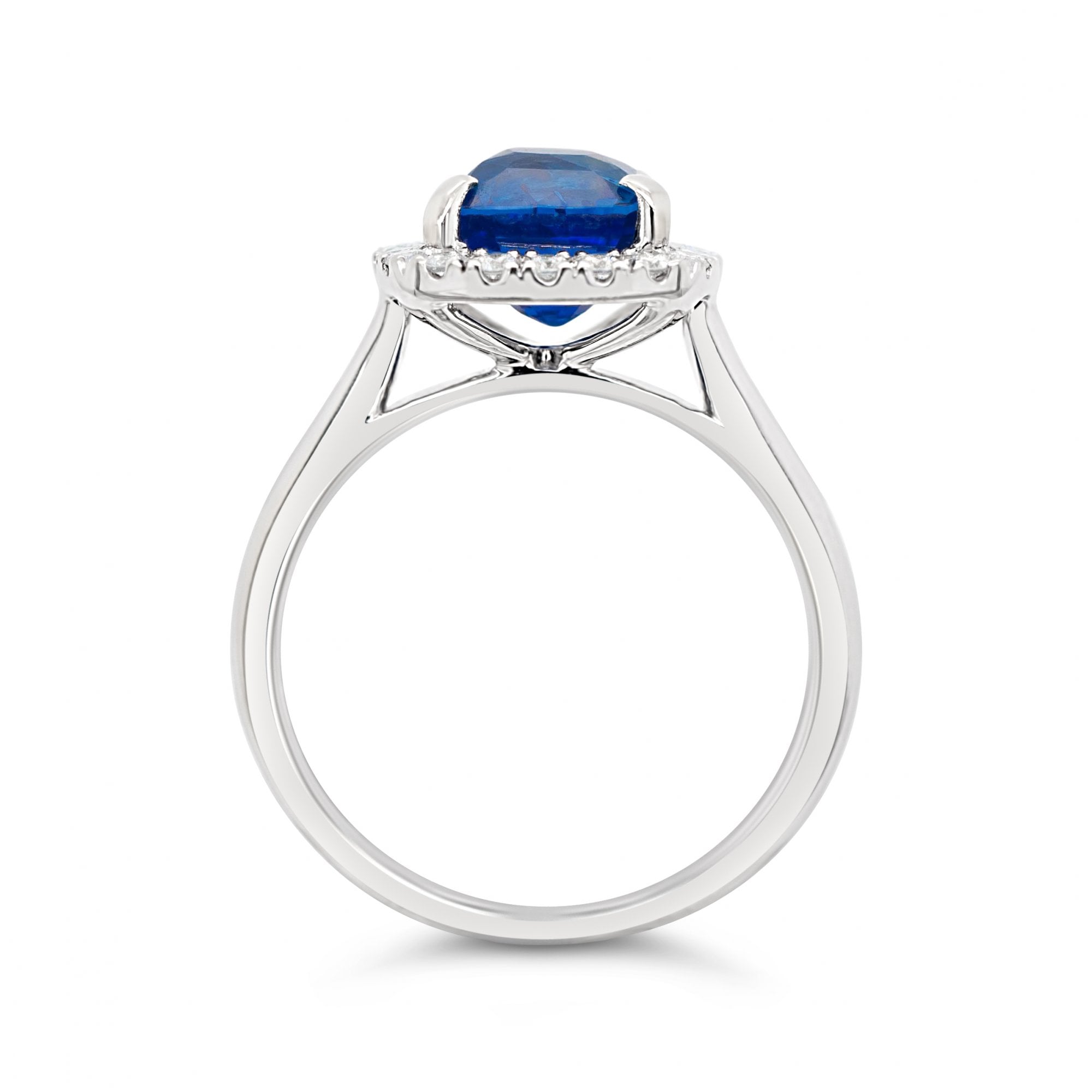 3.01ct Certified Cornflower Blue Sapphire & 0.24ct Diamond 18ct White Gold Ring