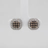 14ct White Gold Champagne 1ct Diamond Octagon Halo Stud Earrings