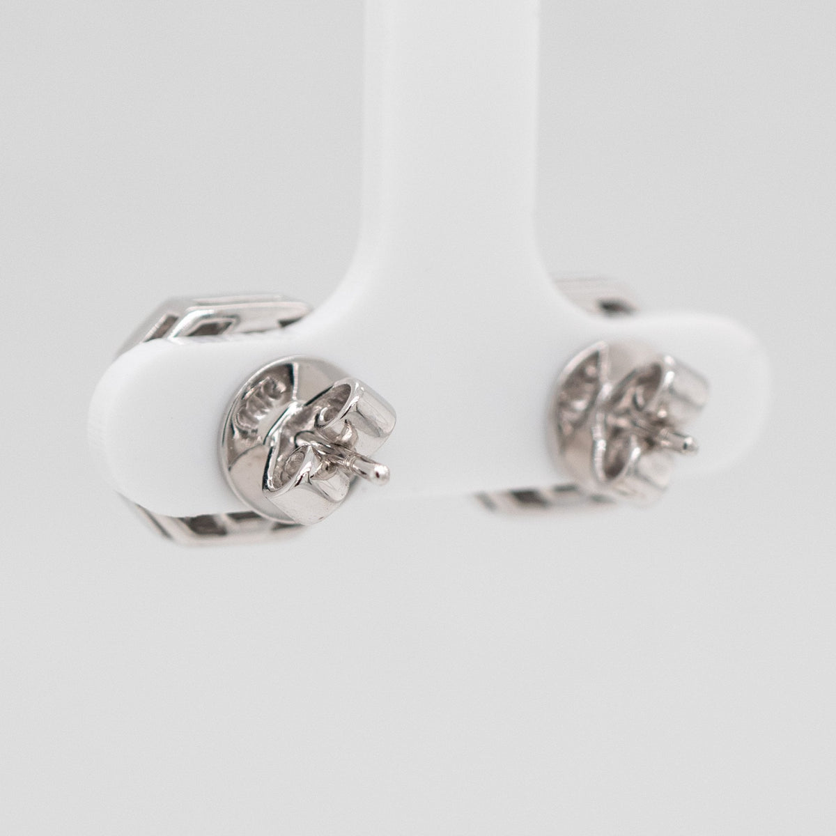 14ct White Gold Champagne 1ct Diamond Octagon Halo Stud Earrings