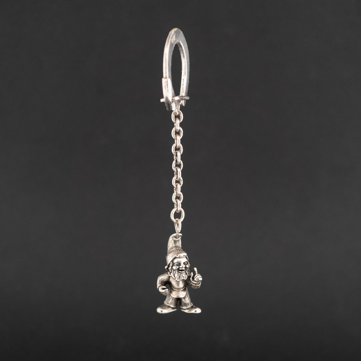 Sterling Silver Vintage 1975 Gnome Key Ring 17.5g