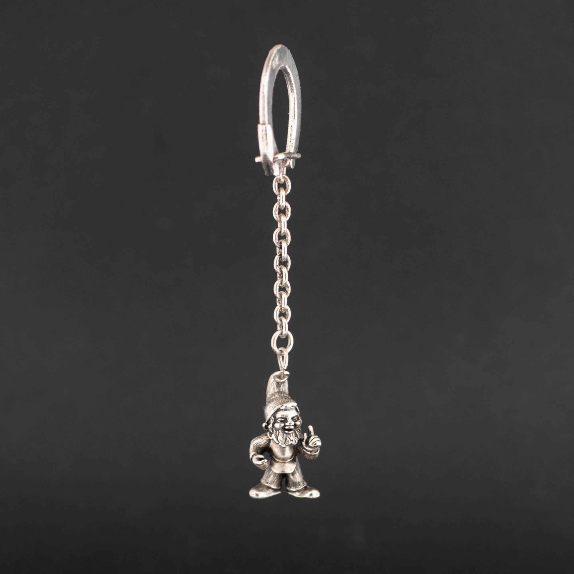Sterling Silver Vintage 1975 Gnome Key Ring 17.5g