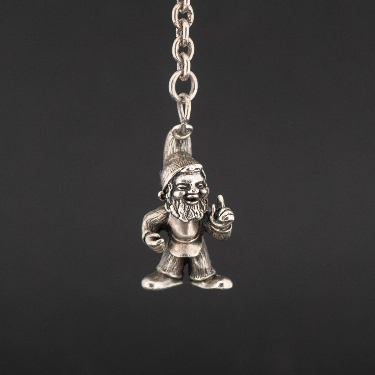 Sterling Silver Vintage 1975 Gnome Key Ring 17.5g