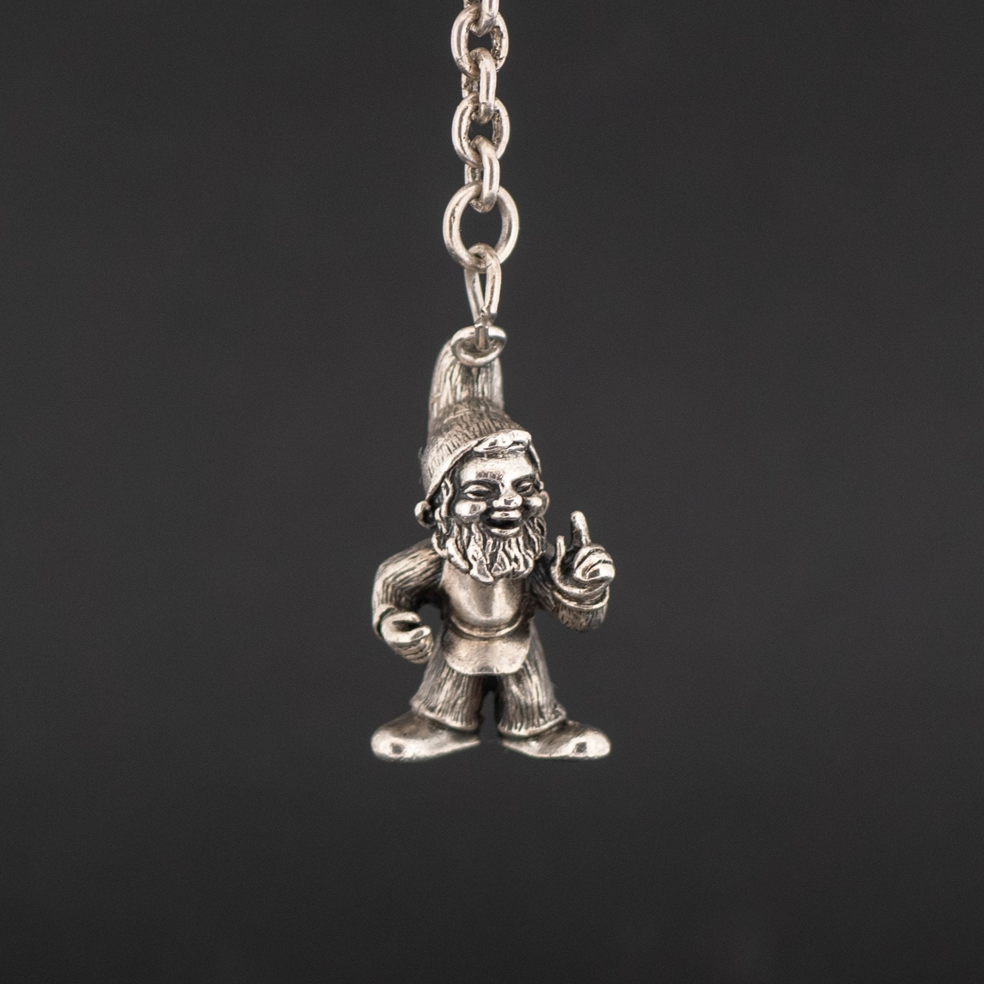 Sterling Silver Vintage 1975 Gnome Key Ring 17.5g