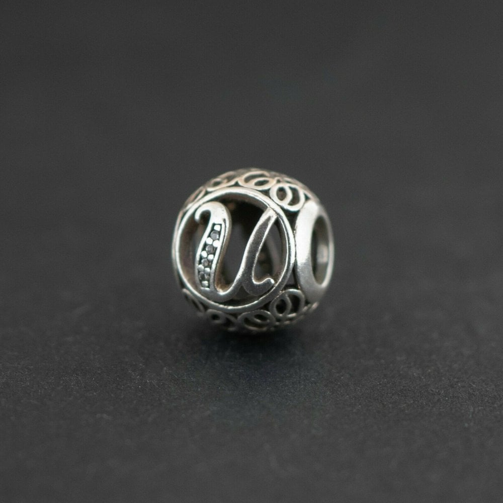 Pandora Silver 925 Vintage 'U' Charm 791865CZ