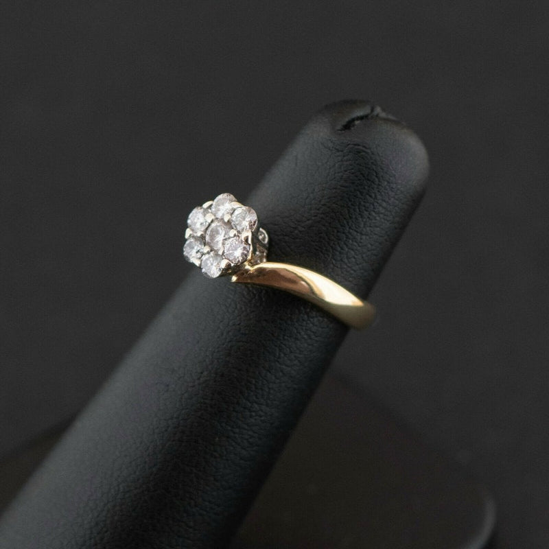 18ct Yellow Gold 0.5ct Diamond Offset Cluster Ring 4.2gms Size H