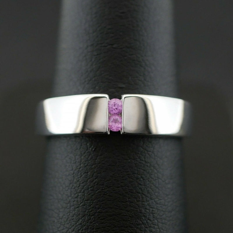 9ct White Gold Pink Stone Ring 3.7 Grams Size P