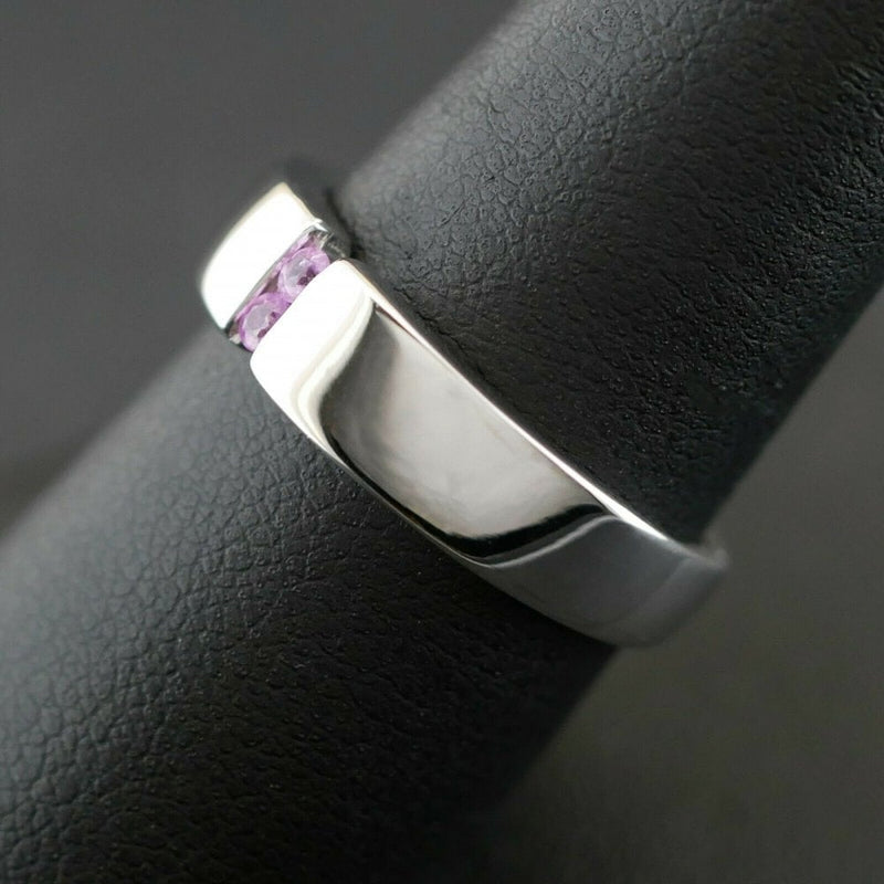 9ct White Gold Pink Stone Ring 3.7 Grams Size P