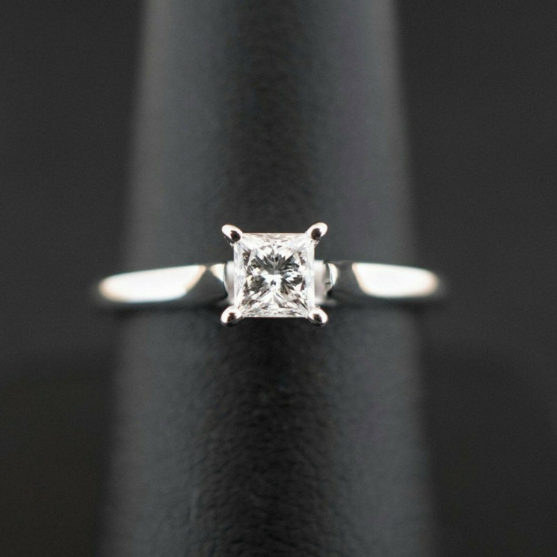 14ct White Gold Princess Cut 0.33ct Diamond Ring 2.5g size K 1/2