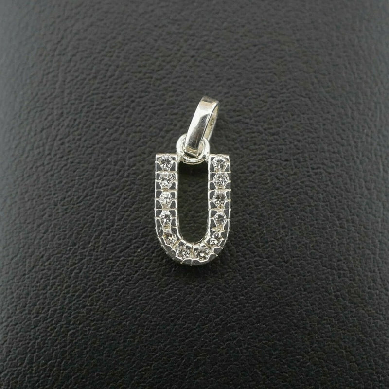 Silver 925 Cubic Zirconia Letter 'U' Pendant/Charm 1.3 grams