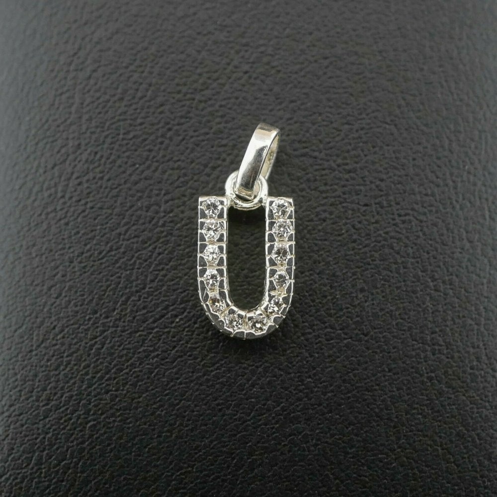 Silver 925 Cubic Zirconia Letter 'U' Pendant/Charm 1.3 grams