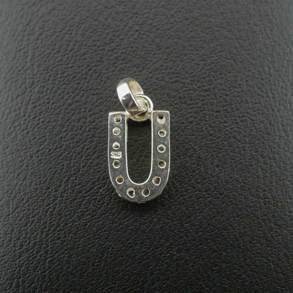 Silver 925 Cubic Zirconia Letter 'U' Pendant/Charm 1.3 grams
