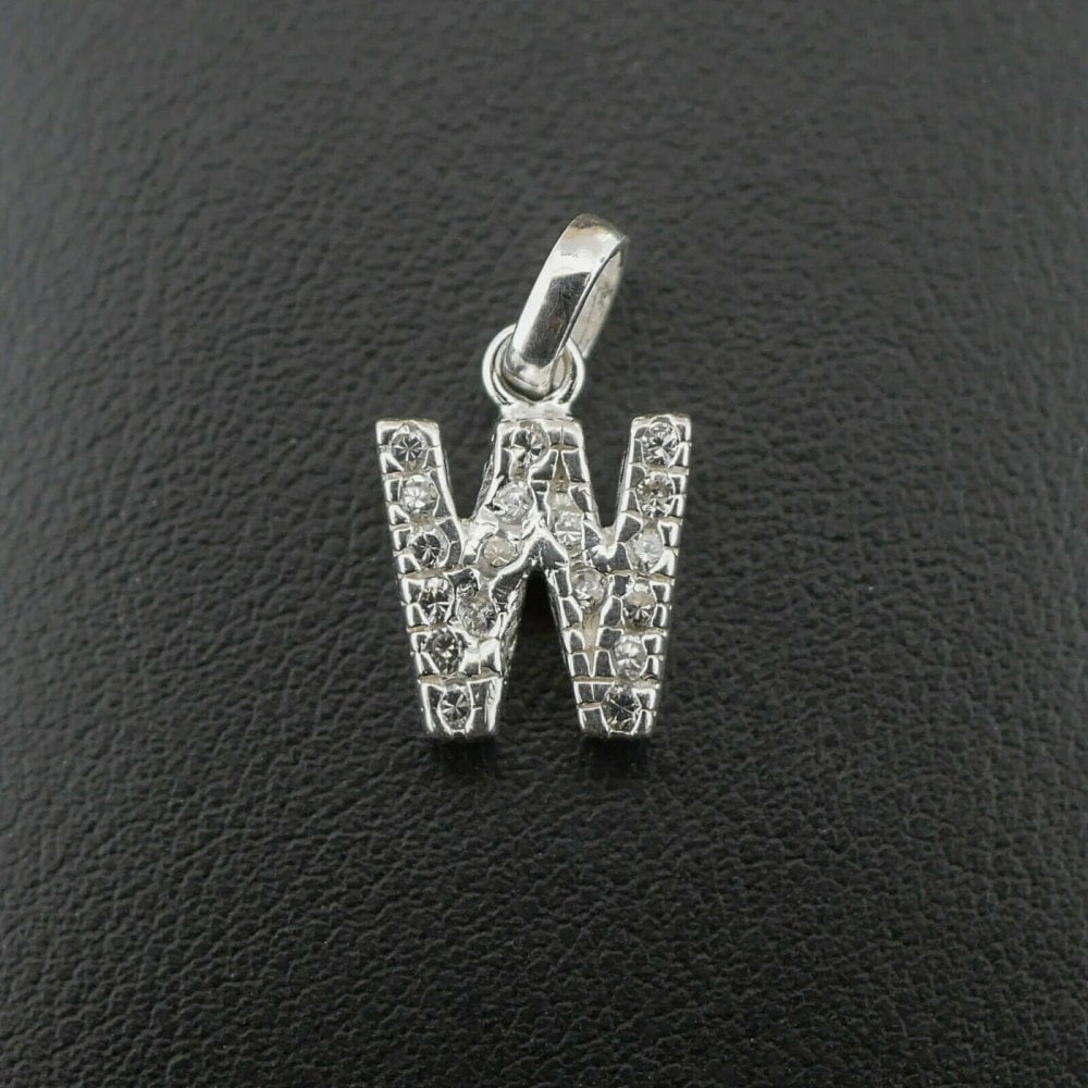 Silver 925 Cubic Zirconia Letter 'W' Pendant/Charm 2.1 grams
