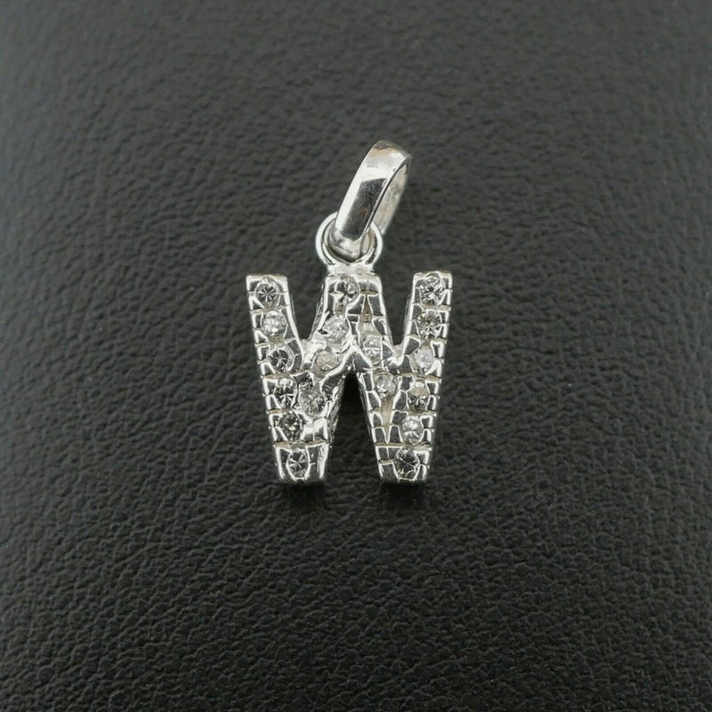 Silver 925 Cubic Zirconia Letter 'W' Pendant/Charm 2.1 grams