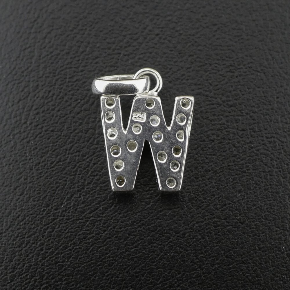 Silver 925 Cubic Zirconia Letter 'W' Pendant/Charm 2.1 grams