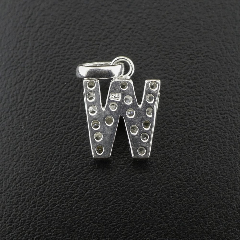 Silver 925 Cubic Zirconia Letter 'W' Pendant/Charm 2.1 grams