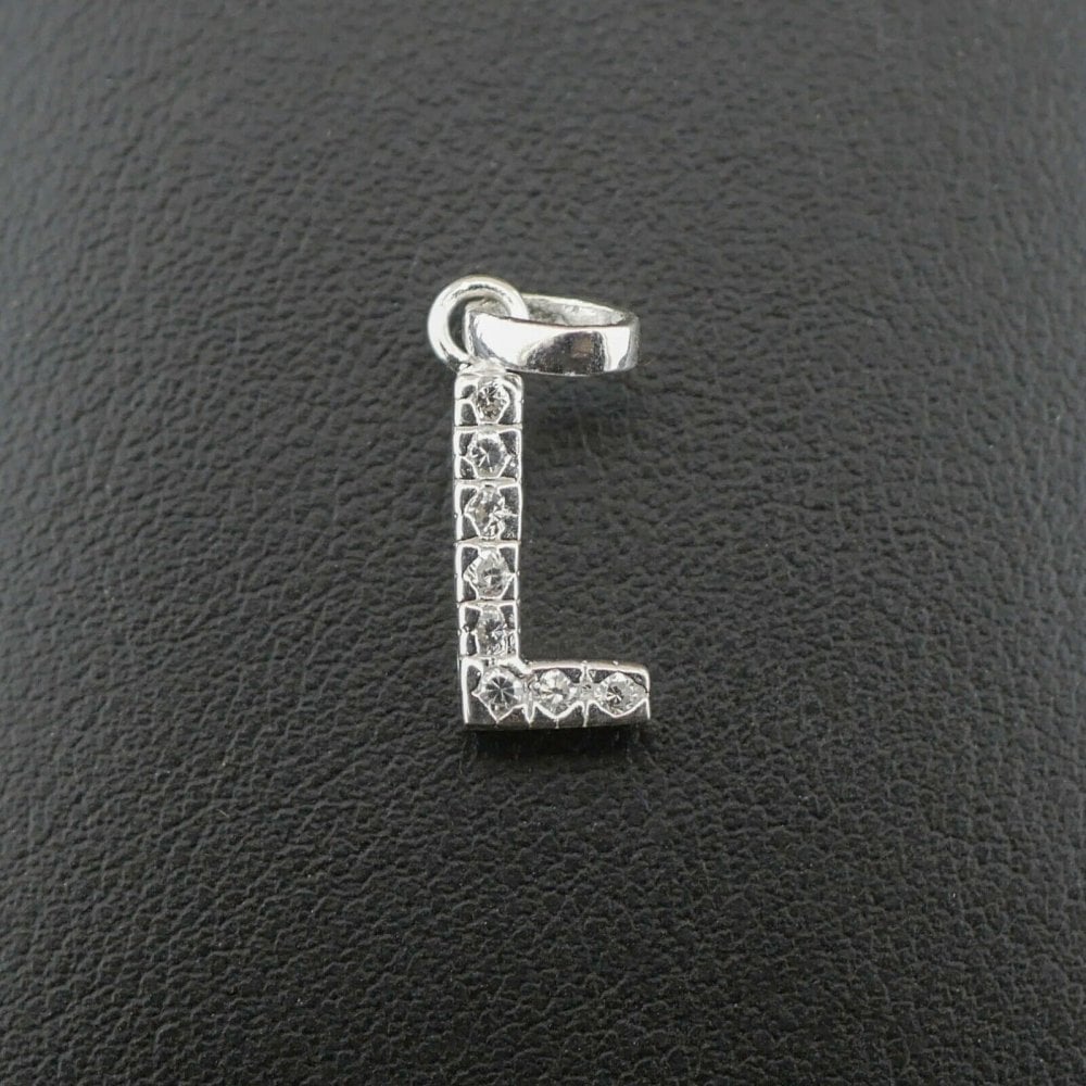 Silver 925 Cubic Zirconia Letter 'L' Pendant/Charm 0.9 grams