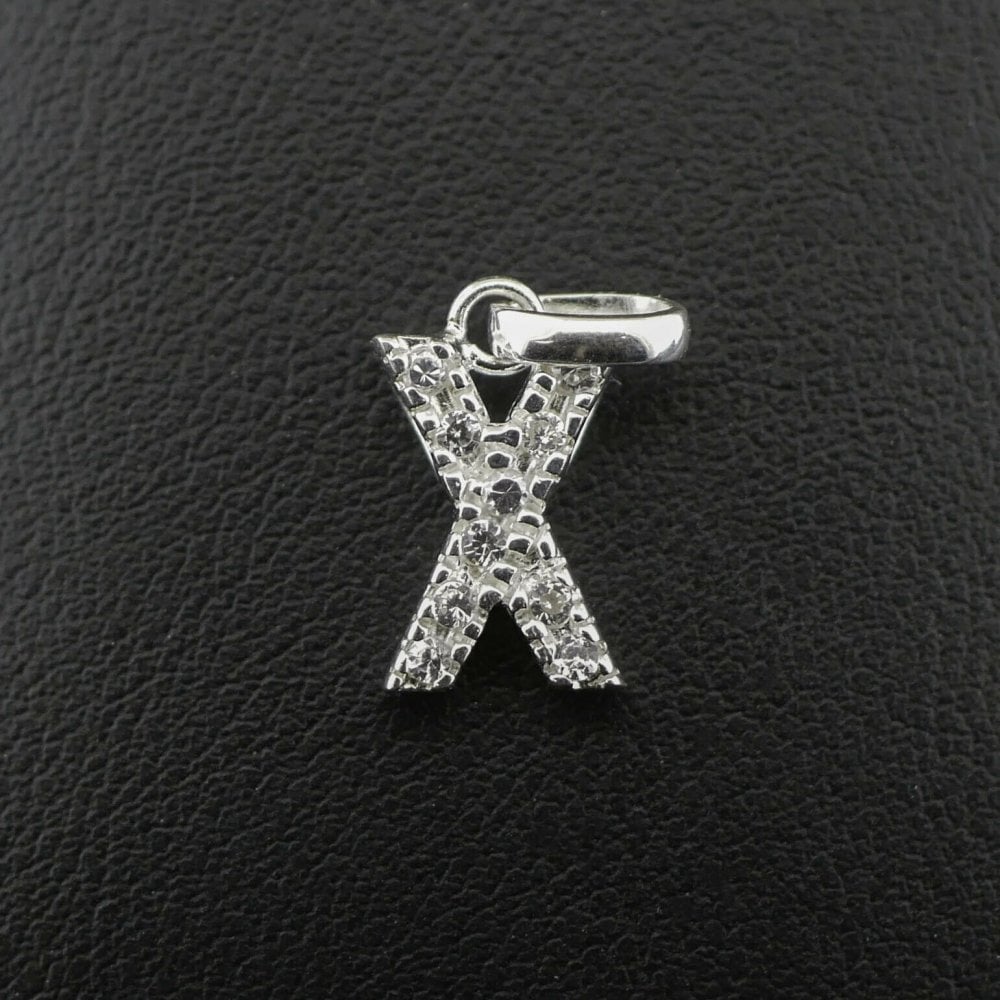 Silver 925 Cubic Zirconia Letter 'X' Pendant/Charm 1.5 grams