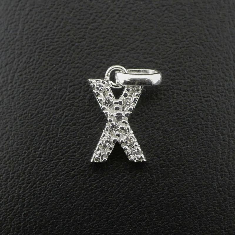 Silver 925 Cubic Zirconia Letter 'X' Pendant/Charm 1.5 grams