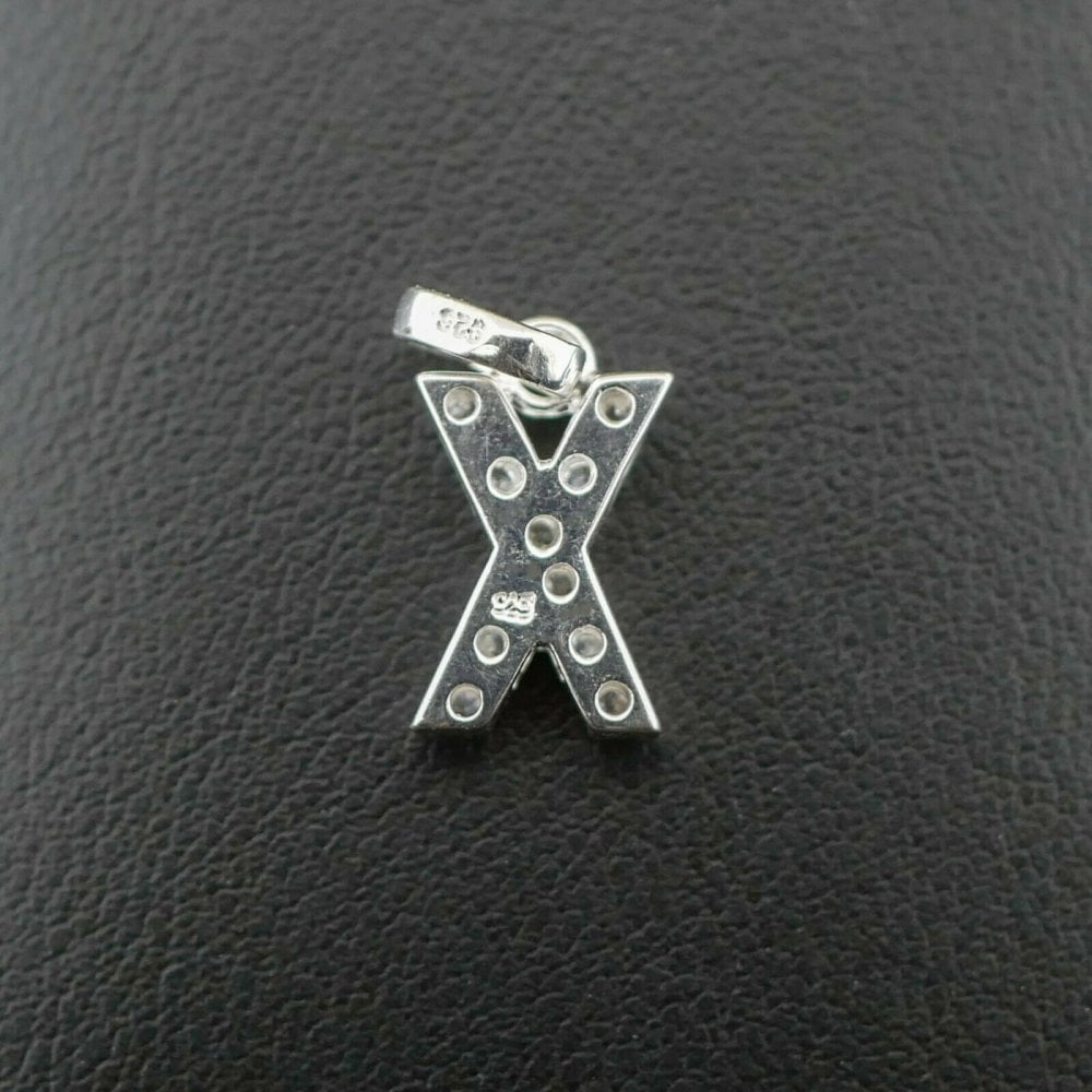 Silver 925 Cubic Zirconia Letter 'X' Pendant/Charm 1.5 grams