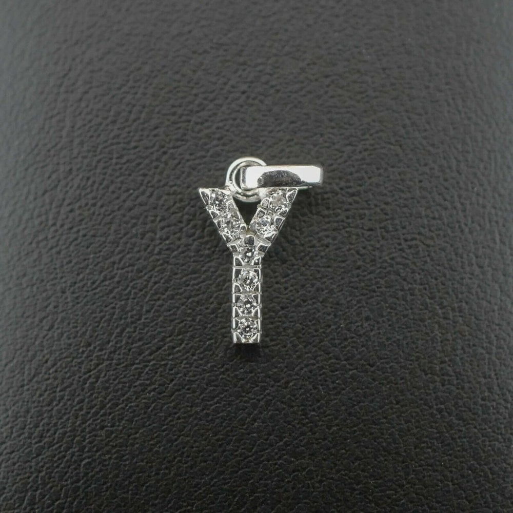 Silver 925 Cubic Zirconia Letter 'Y' Pendant/Charm 1.0 grams