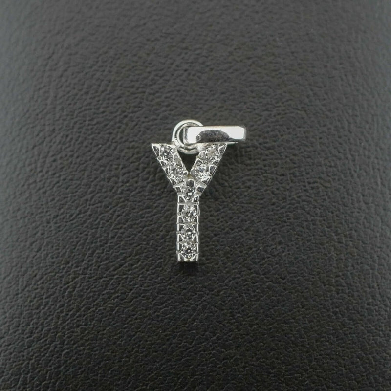 Silver 925 Cubic Zirconia Letter 'Y' Pendant/Charm 1.0 grams