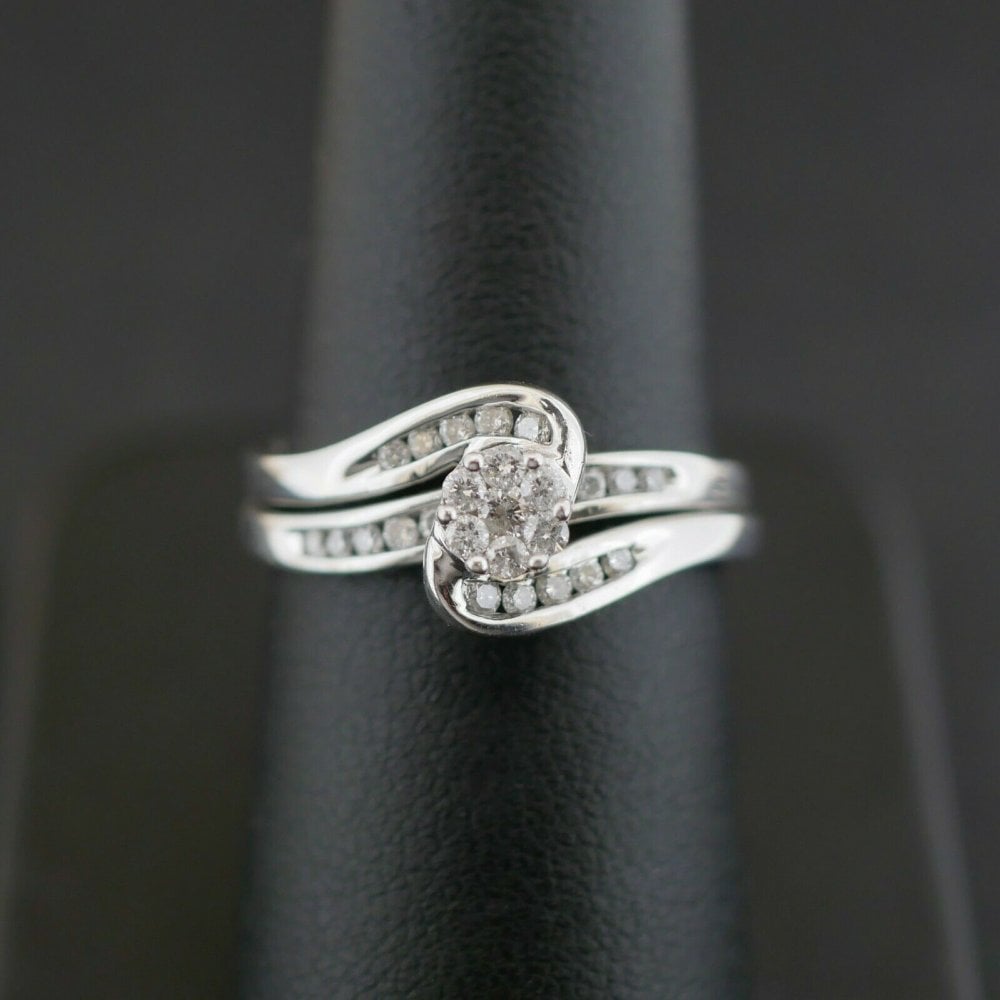 9ct White Gold Diamond 0.33ct Perfect Fit Bridal Set 4.4gms Size L