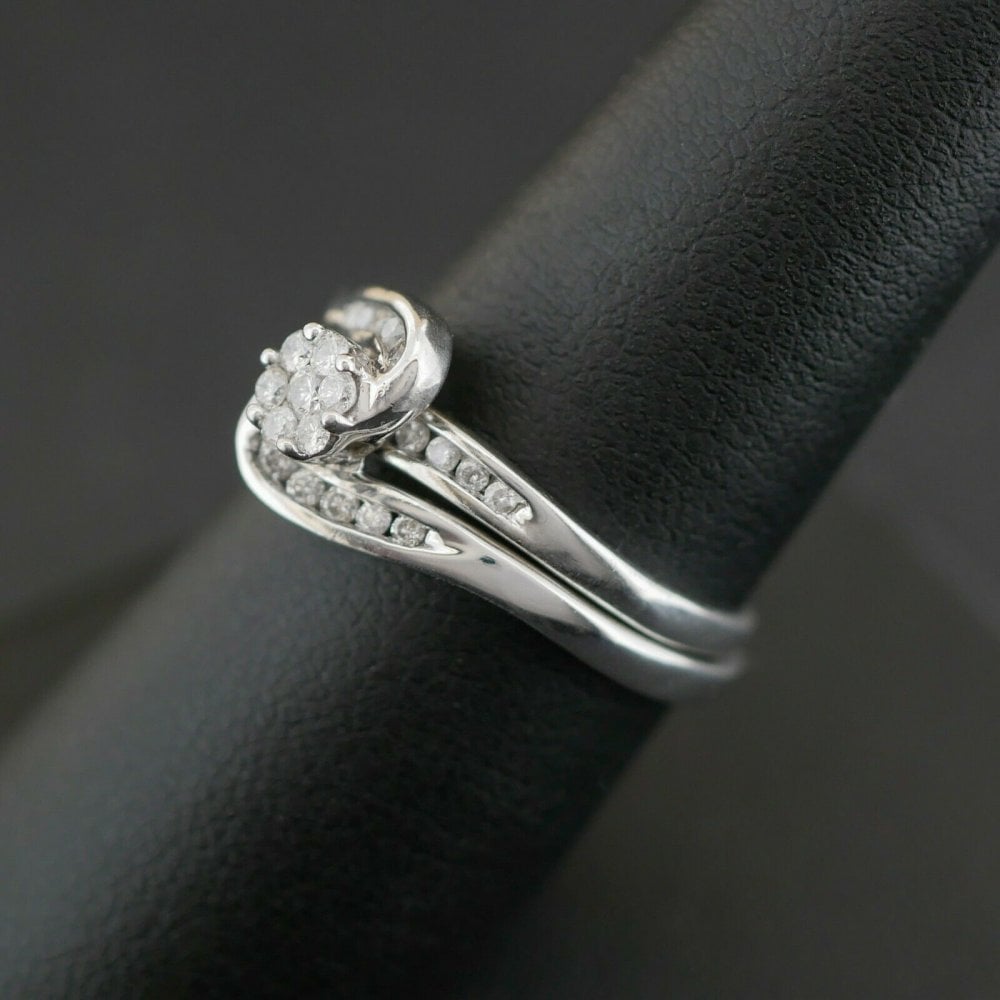 9ct White Gold Diamond 0.33ct Perfect Fit Bridal Set 4.4gms Size L