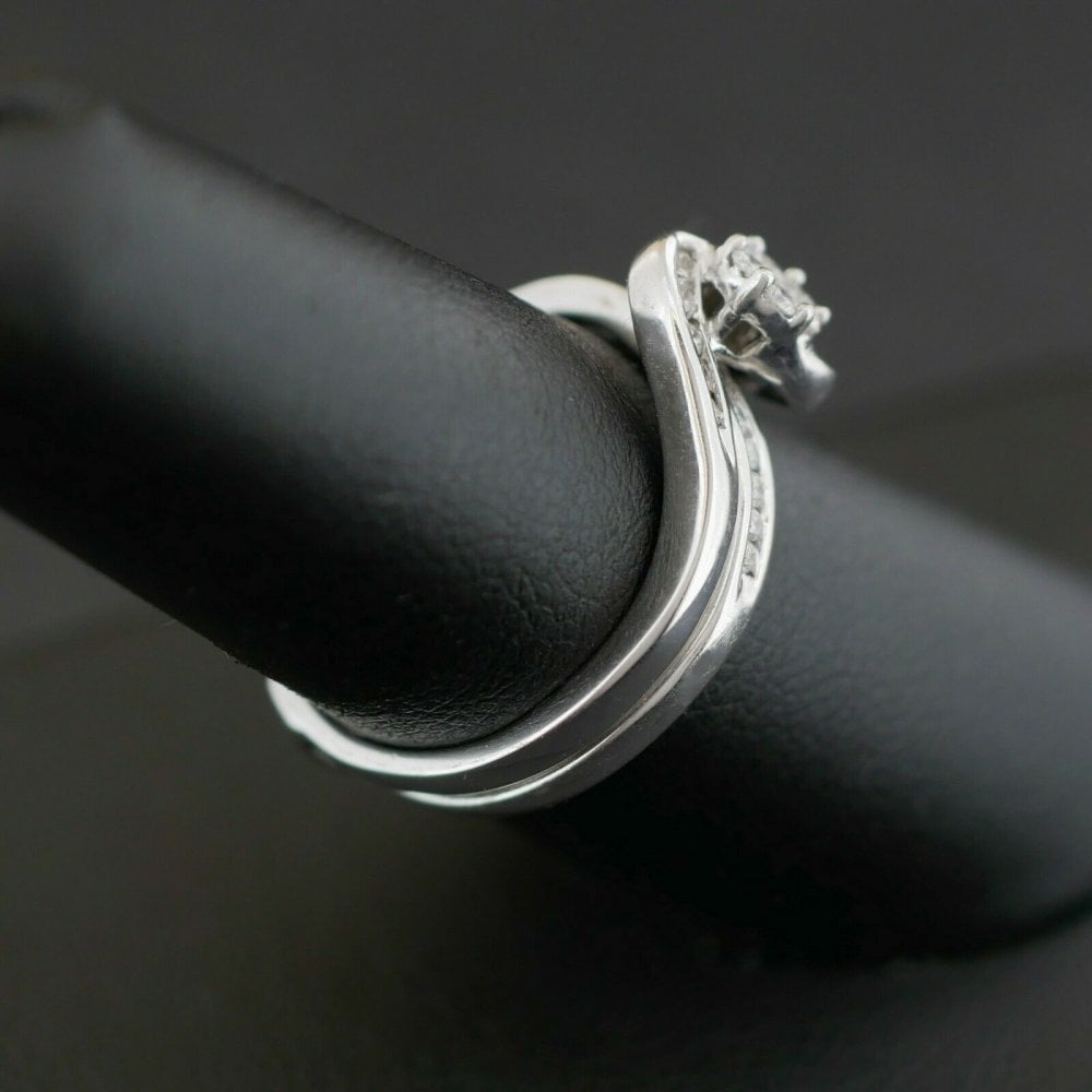 9ct White Gold Diamond 0.33ct Perfect Fit Bridal Set 4.4gms Size L