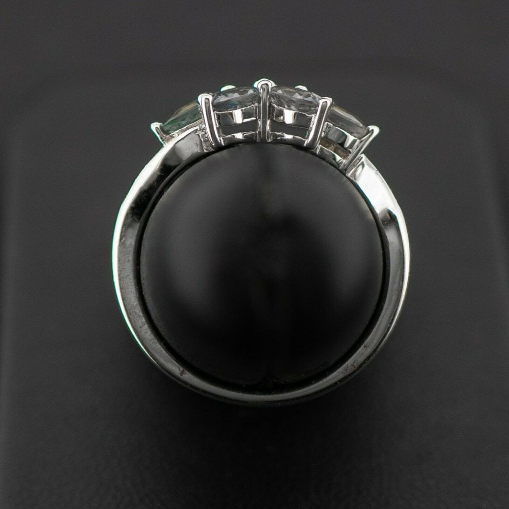 Sterling Silver 925 Green Gemstone Cluster Ring 3.4grams Size N 1/2