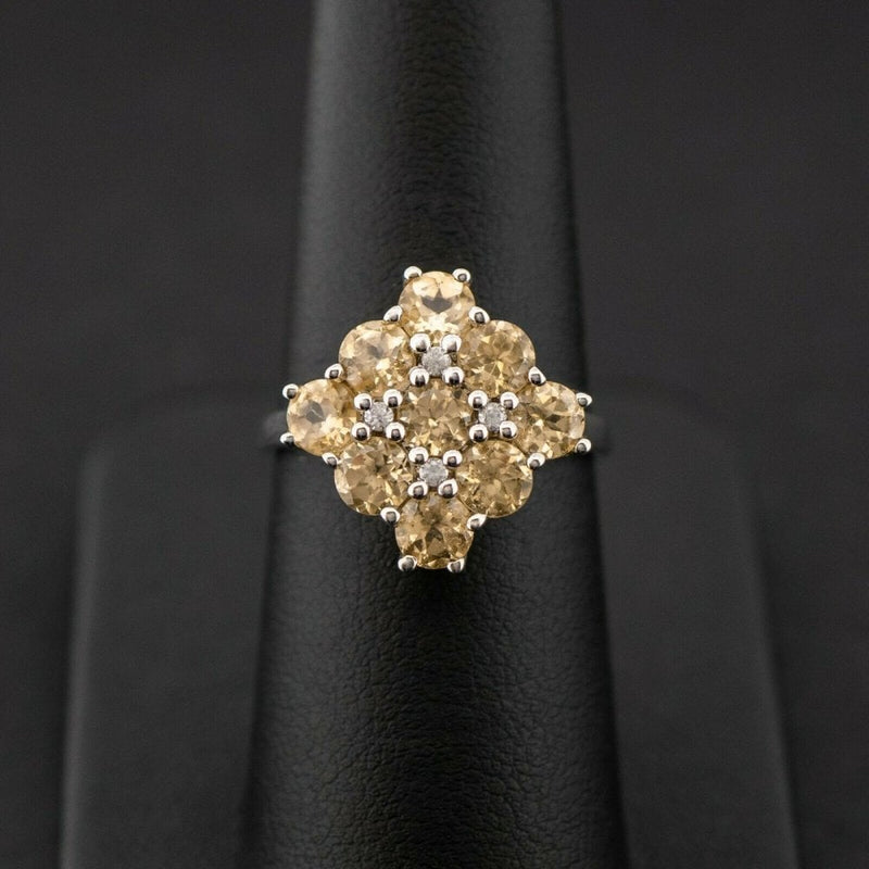 Sterling Silver 925 Peach Gemstone Cluster Ring Size N 3.6grams