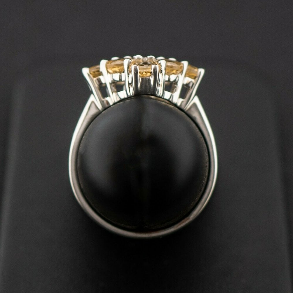 Sterling Silver 925 Peach Gemstone Cluster Ring Size N 3.6grams