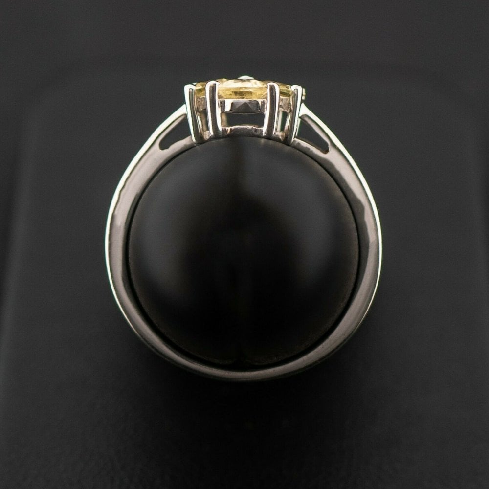 Sterling Silver 925 Yellow Gemstone Clover Cluster Ring 2.3grams Size N